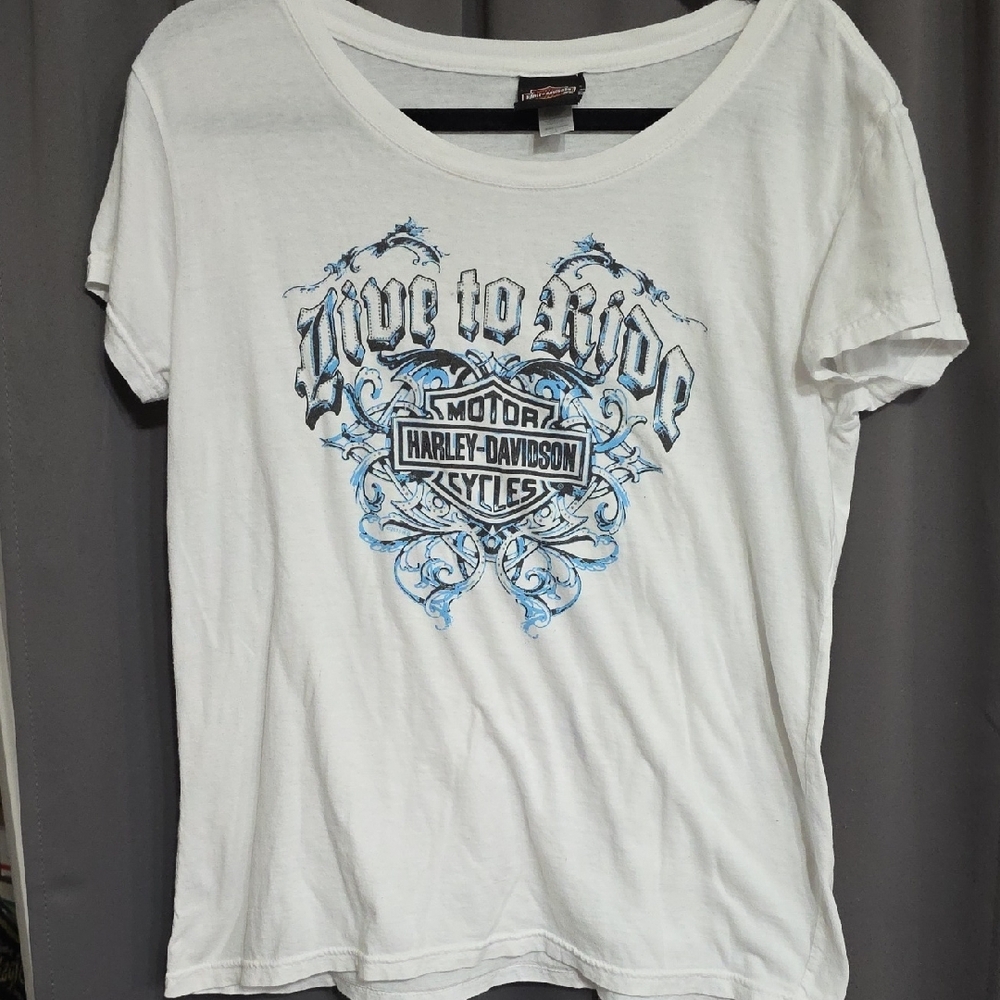 Harley-Davidson Women's White Double Sided Graphic Relaxed T-Shirt Tucson  L EUC
